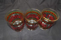 3 HOUZE Season’s Greetings Stained Glass 8oz Whiskey Glasses
