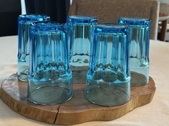 Ikea Pokal 21412 Turquoise Blue Tumblers 5 1/4” Made In Bulgaria Set Of 5