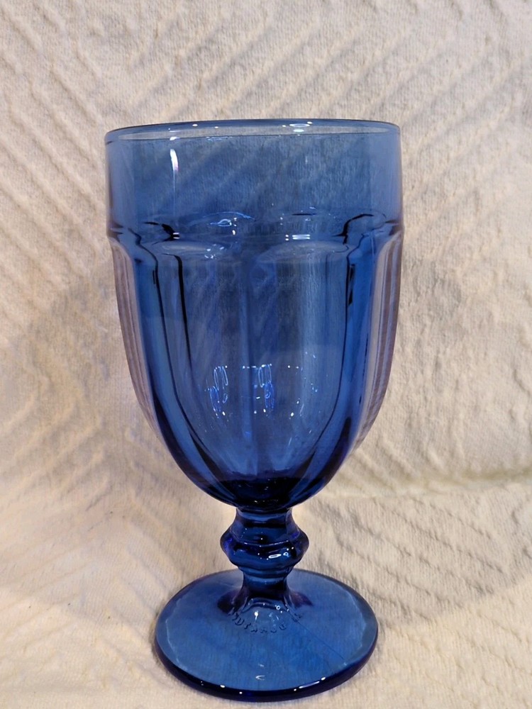 VTG Libbey Glass Goblet Iced Tea Dusky Blue Gilbrator Duratuff ( 1 )