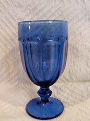 VTG Libbey Glass Goblet Iced Tea Dusky Blue Gilbrator Duratuff ( 1 )