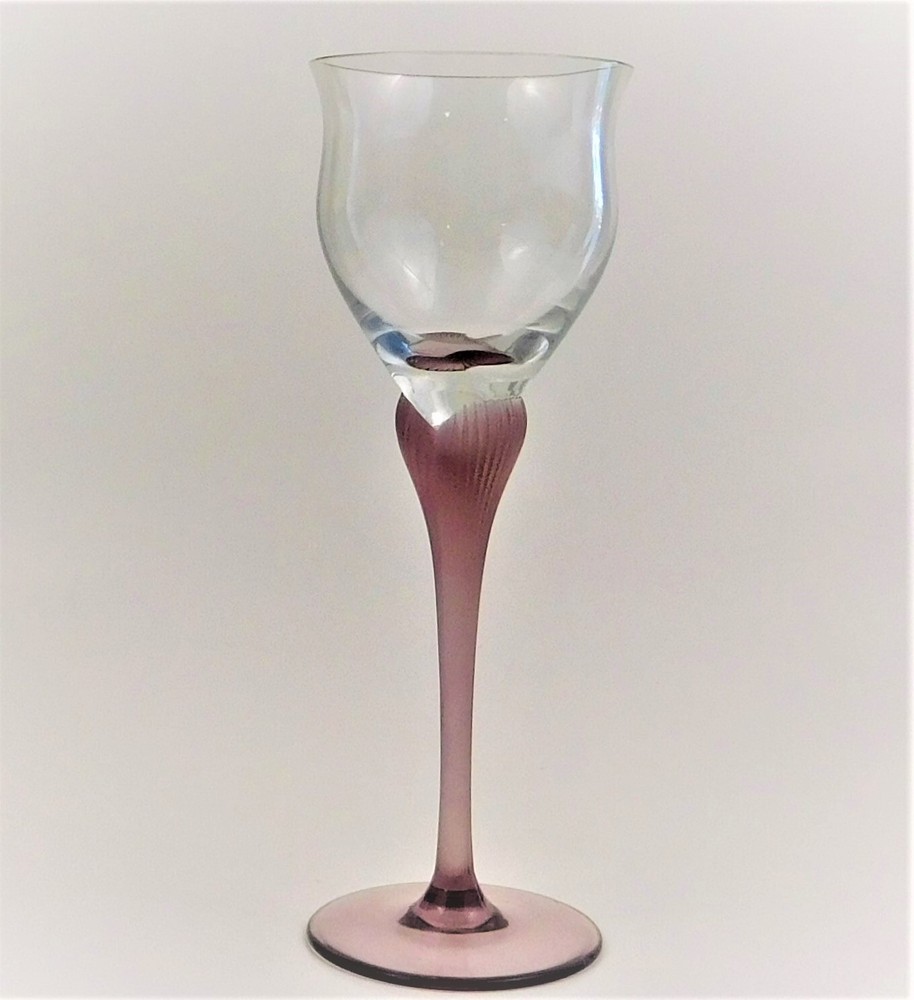 Mikasa Sea Mist Amethyst Frosted Stem Wine Glass 9.25″ Fluted Goblet Vintage