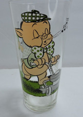 Looney Tunes 1976 glass with porky and petunia pig