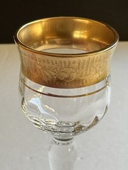 4 Ransgil Rambler Rose Optic Clear Cordial Glasses 1oz Gold Rim 4” Rare