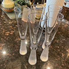 Set of 5 «Roost» San Francisco Champagne Flutes;Honeycomb Frosted Stems 10″x2.5″