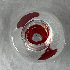 Pier 1 Imports Red Swirled Stem Optic Teardrop Wine Glasses Art Glass – Set Of 2