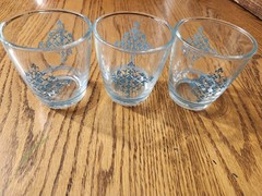 Vintage Hazel Atlas Lace Sour Cream Glasses 1/2 Pint – Set of 3 Blue