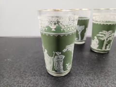 Set of 4 Vintage Wedgwood Jasperware Jeanette Green Hellenic 5″ Drinking Glasses