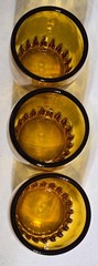 RARE Vintage 3 BARTLETT COLLINS Glass Hotel Barrel Tumblers AMBER Stamped BC
