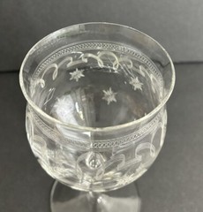 2 Franciscan Tiffin Needle Etch Wine Glasses Optic Chain Stars & Stripes Design