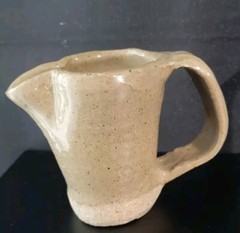 Studio Art Artisan Made Pottery Pitcher Signed Stoneware Hand Molded Pinched