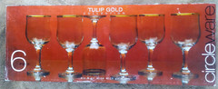 Gold Rimmed Wine Goblets 6 NOS Circle Art Of Glass Made In Turkey In Original…