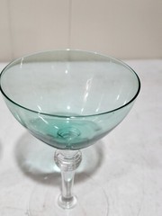 SET OF 2- BRYCE #935 Vaseline Uranium Glass Goblet Champagne Tall Sherbet Green