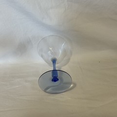 Vintagee Set Of 4 HC Fry Blue Stemmed Optic Spiral Glasses Martini/Margarita 6”