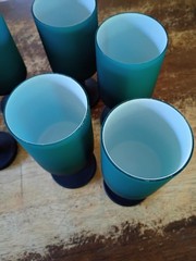 VTG Carlo Moretti Wine Glasses Set of 6 Turqoise Rare 6.5 Inches