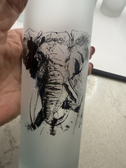 5 FIRNA Indonesia Tall Frosted Glass Tumblers African Safari Animals Vtg