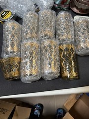 MCM 8 Culver Valencia 12-oz Glasses 22K Gold Green Diamond Pattern 1 Lowball