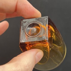 2 Colony VANITY AMBER Square Bottom Rocks Double Shot Whiskey Glasses