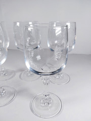 Set of 6 Princess House Bordeaux 6oz Etched Wine Goblets Glasses 7″ Tall