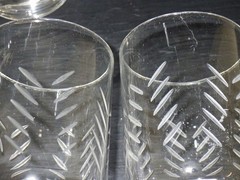 Juice Glasses RAIN by Javit 6 3.50″ tall vintage 1950’s etched juice glasses 5oz