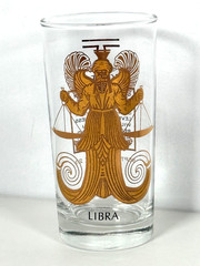 Vintage Libra Zodiac Highball Glass Gold MCM Astrology Horoscope
