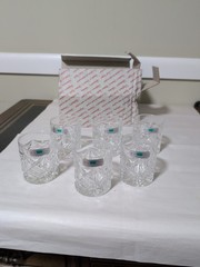 6 Katharinen-Hülle 24% Lead Crystal 3.5″ Tall Rocks, Whiskey Glasses!