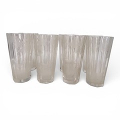 Antique Moser Crystal Intaglio Etched Hunting Glass Tumblers Set 8