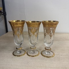 Interglass Italy 24k Gold Drinking Glasses 7.5” Set of 3