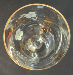 Vintage Gold Fall Leaf Wine Glass Mid-Century Toscany Romania Crystal Gold