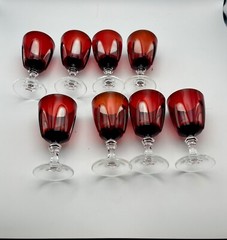 Cristal D’Arques Durand Red Gothic Cordial Glasses 3.25″ France Set of 8