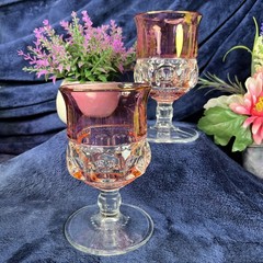 Tiffin Franciscan King’s Crown Cranberry Flashed Goblets – 5 3/4” – Set of 2