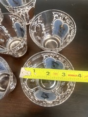 Vintage Gold White Birdcage Rocks Glasses Set 11 MCM Briard Style Barware