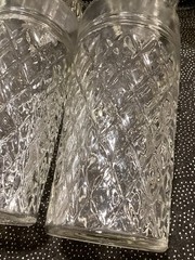 VTG Retro Clear Quilted Diamond Point Glasses Tumblers Set Of 6 Anchor Hocking