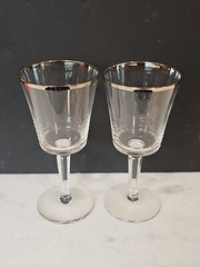 LENOX SOLITAIRE Platinum Trim Barcley Shape Iced Tea Glasses 7 1/8″ SET OF 2