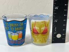 Lot of 2 – Antigua West Indies Shot Glasses Vacation Travel Beach Souvenir Set