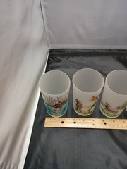 Libbey Rare Vintage Frosted Hunt Fish Bird Dog Tumbler Glasses 10 oz Lot Of 5