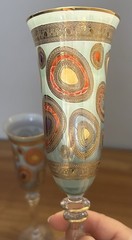Set of 2 VIETRI Regalia Aqua Champagne Flutes Hand Painted 14K Gold Italy