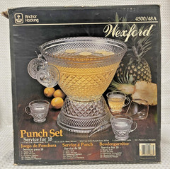 Vintage Anchor Hocking Punch Set Clear Service For 18 Wexford Glass 4500/48A