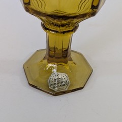 Vintage 1 Independence Amber Goblet Glass 4.75″ Tall With Label