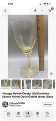 Heisey Old Dominion Yellow Sahara Goblet 8H Diameter. Set of 5 MINT Condition