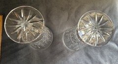 2 Vintage Cut Crystal Water Goblets Heavy Elegant Footed Glasses 8” 1.5 Lbs Each