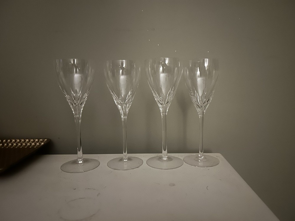 Set of 4 Lenox Firelight Platinum Rim Crystal Wine Glasses