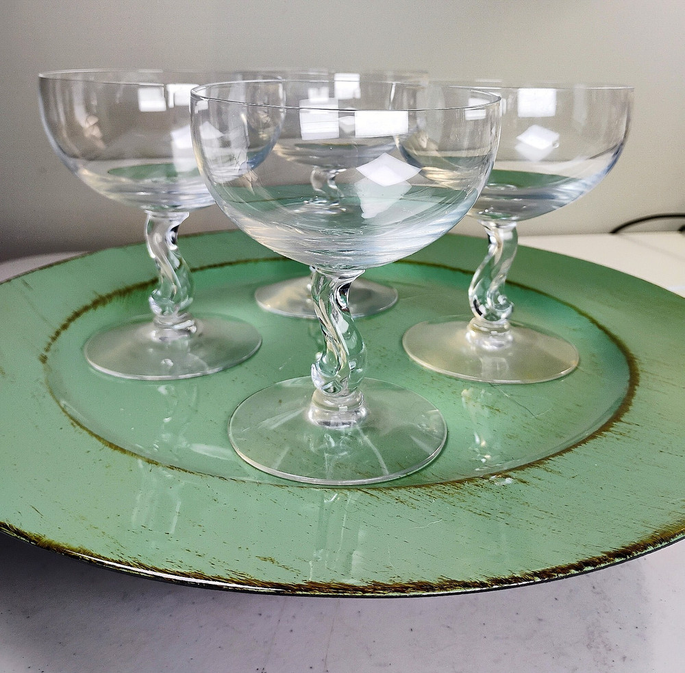 Vtg Fostoria Contour 6060 Champagne/Sherbet Glasses – Set of 4 (1955-58) Elegant