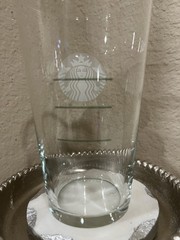 Starbucks Glear Glass GRANDE Drinking Cup with Measuring lines NEW