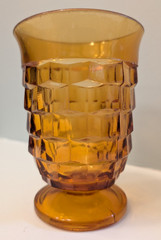 Vintage Indiana Glass Colony Whitehall Cubist Amber Juice Glass Midcentury