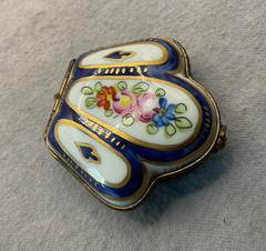 VINTAGE LIMOGE’S PILL BOX COBALT & GOLD FRANCE PINK POPPY FLORAL SIGNED NUMBERED