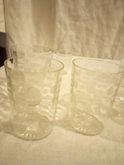 11 Pieces Antique Clear Etched Glassware