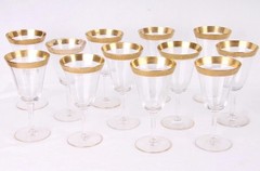 Tiffin Franciscan Rambler Rose Gold Rim Set of 12 Wine Water Goblet Glasses
