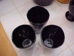 Vintage Set of 3 Rare Glossy Black Onyx Frankoma 5L 12oz Tumbler Glasses 5″ tall