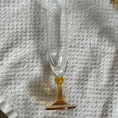 Vintage Clear Glass Amber Stem Cordial/Sherry Flutes Set Of 5