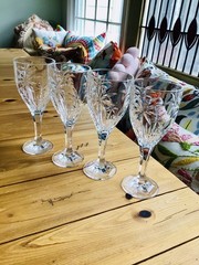 Set of 4 Godinger Shannon Crystal South Beach Palm Tree Wine/Beverage Glasses